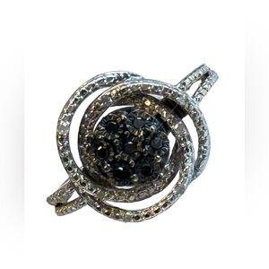 Vintage JWBR sterling Diamond black 925 fancy infinity ring
